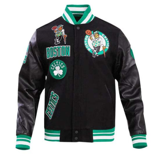 NBA BOSTON CELTICS RETRO CLASSIC MEN'S RIB WOOL VARSITY JACKET - Image 2