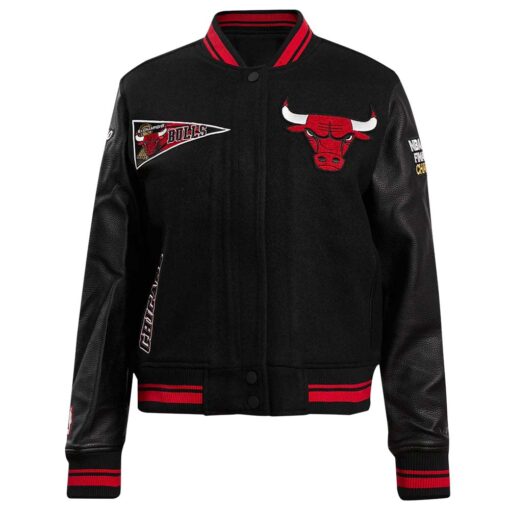 NBA CHICAGO BULLS RETRO CLASSIC WOMEN'S RIB WOOL VARSITY JACKET - Image 2