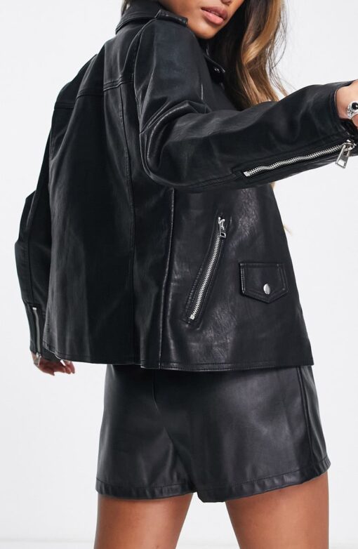 Women's Faux Leather Biker Jacket - Image 6