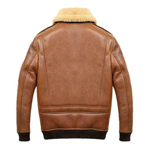 Men's A2 Aviator Camel Faux Shearling Bomber Leather Jacket - Image 2
