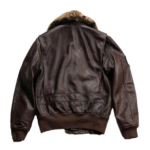 Men's Aviator Vintage Collar Faux Shearling Leather Jacket - Image 2