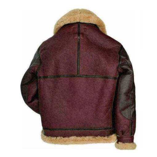 Men's Aviator Faux Shearling George Bomber Leather Jacket - Image 2