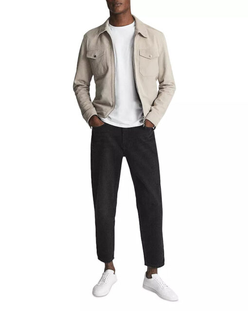 REISS Pike Suede Zip Front Trucker Jacket - Image 6