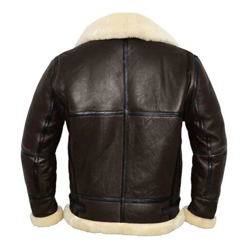 Men's Aviator Faux Shearling Real Leather Jacket - Image 2