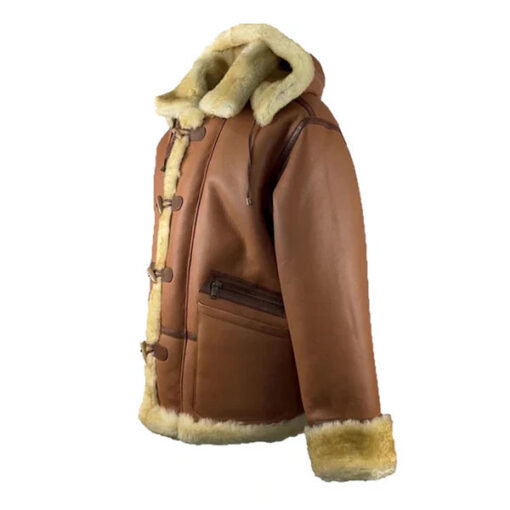 Steve Hart Tan Brown Duffle Leather Coat - Image 2