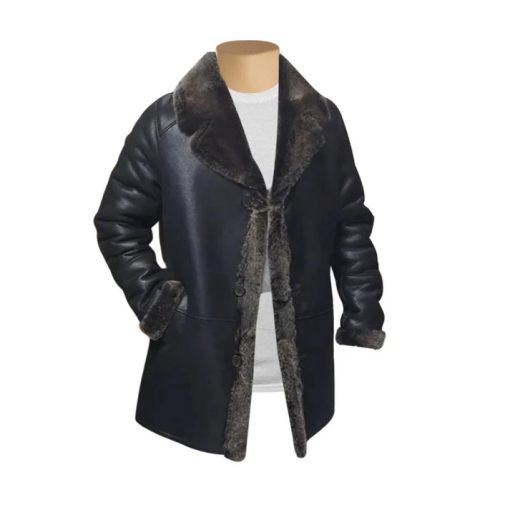 Hal Park's Traditional Black Shearling Leather Coat - Image 2