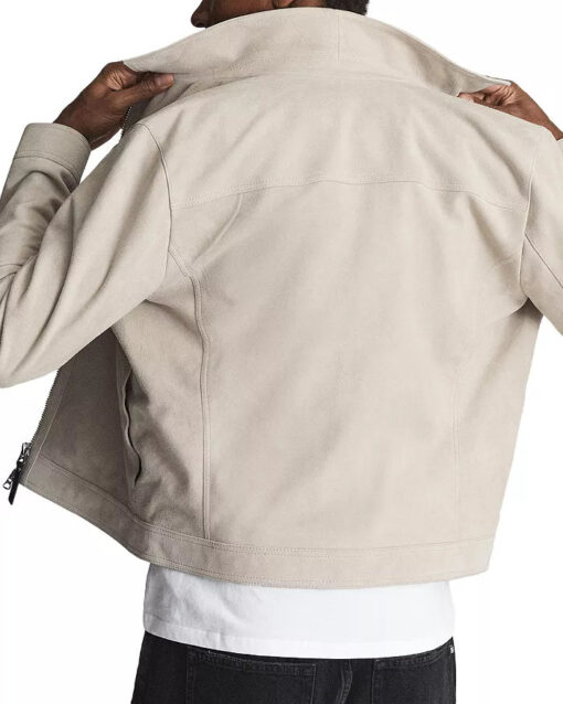 REISS Pike Suede Zip Front Trucker Jacket - Image 5