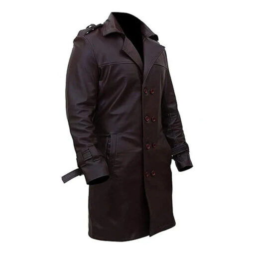 Watchmen Authentic Brown Leather Trench Coat - Image 2