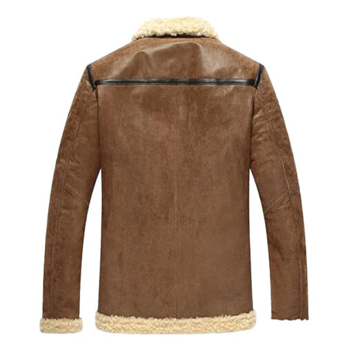 Men's Aviator Motorcycle Bomber Faux Shearling Leather Jacket - Image 2