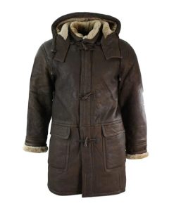 B3 Duffle Safari Premium Brown Leather Coat