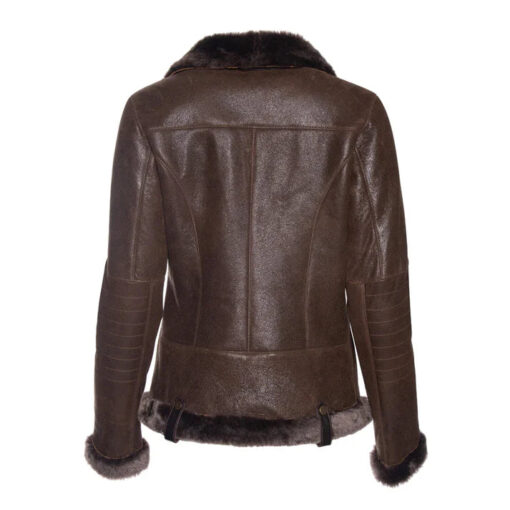 Women's Merino Tobacco Shearling Leather Jacket - Image 2