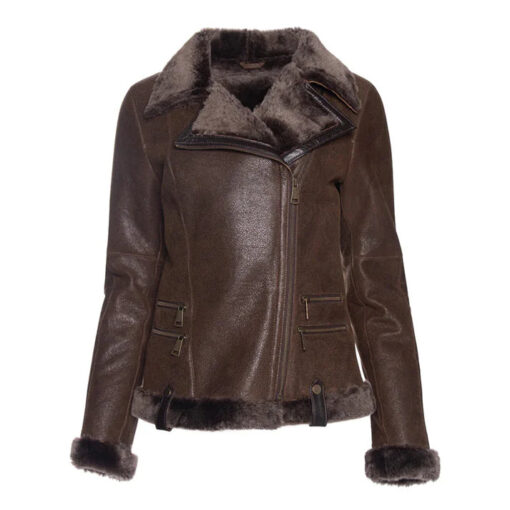 Women's Merino Tobacco Shearling Leather Jacket