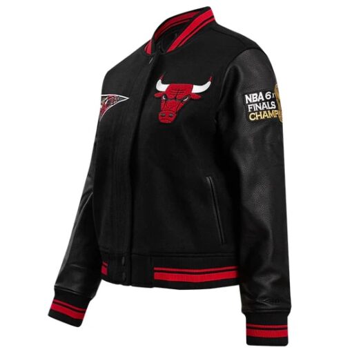 NBA CHICAGO BULLS RETRO CLASSIC WOMEN'S RIB WOOL VARSITY JACKET - Image 4