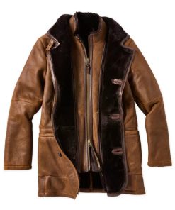 Fur Double Shearling Premium Brown Leather Coat
