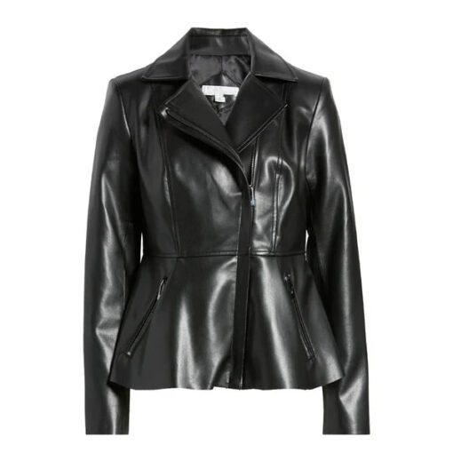 Women's Black Peplum Moto Leather Jacket
