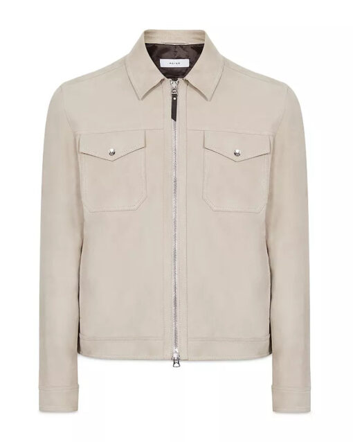 REISS Pike Suede Zip Front Trucker Jacket - Image 2