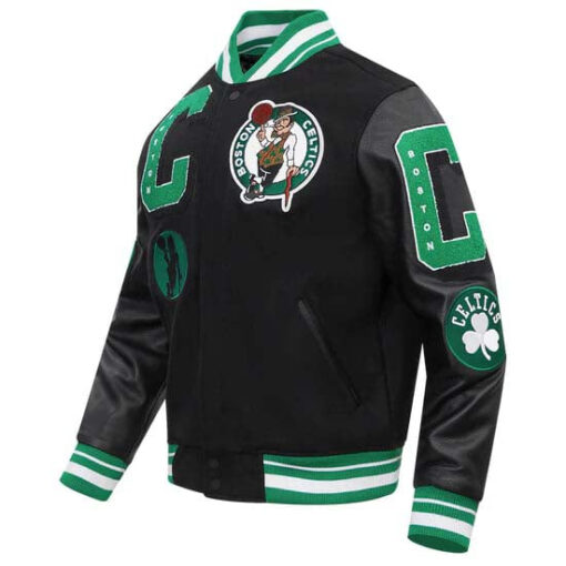 NBA BOSTON CELTICS MASHUP MEN'S RIB WOOL VARSITY JACKET - Image 4