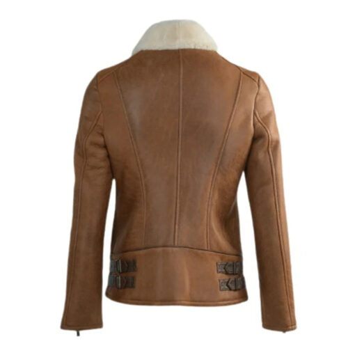 Women's Jane B3 Aviator Sheepskin Faux Shearling Bomber Jacket - Image 2