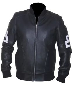 8 Ball Black Cowhide Bomber Leather Jacket