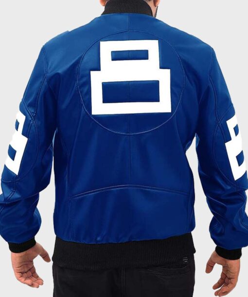8 Ball Blue Leather Bomber Jacket