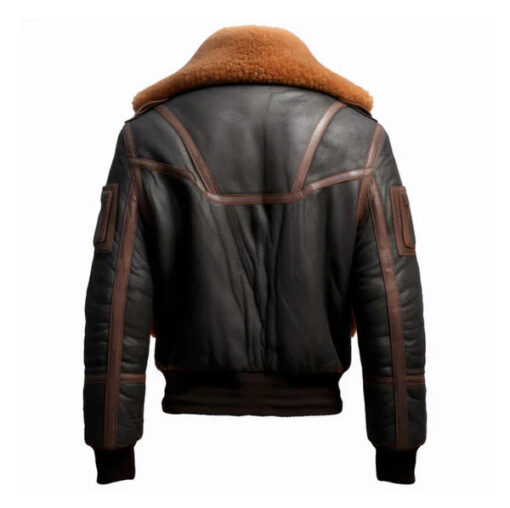 Men's B3 Aviation Brown Faux Shearling Leather Jacket - Image 2