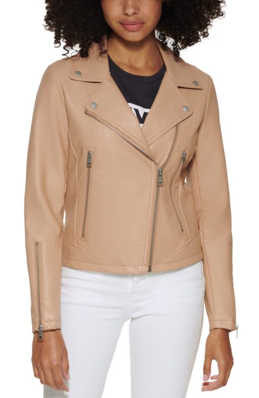 Women's Faux Leather Moto Jacket - Image 2