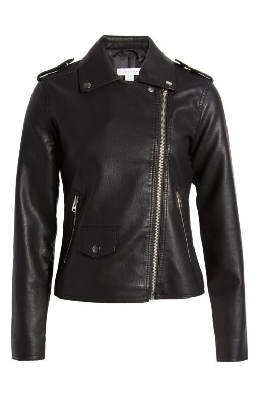 Women's Faux Leather Biker Jacket - Image 5
