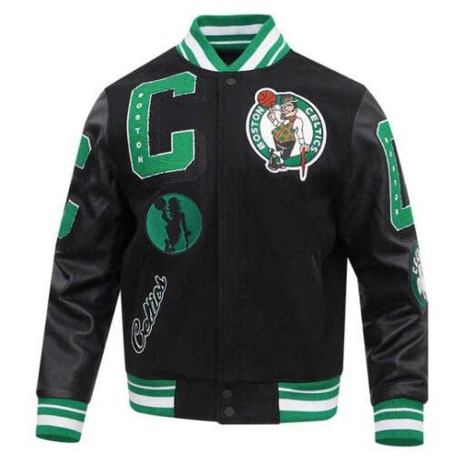 NBA BOSTON CELTICS MASHUP MEN'S RIB WOOL VARSITY JACKET - Image 2