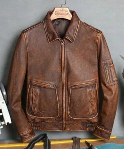 A2 Aviator Brown Bomber Genuine Leather Jacket