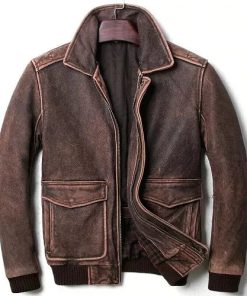 A2 Bomber Flight Distressed Brown Genuine Leather Jacket