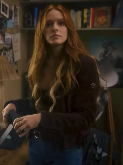 Abigail Cowen Fate The Winx Saga S2 Maroon Suede Jacket - Image 3