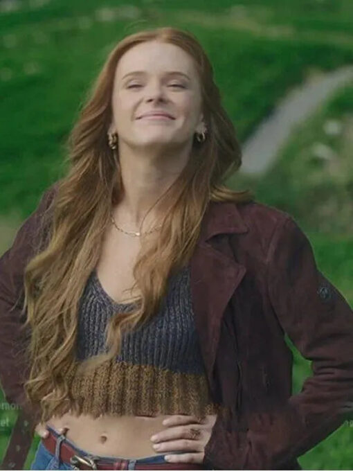 Abigail Cowen Fate The Winx Saga S2 Maroon Suede Jacket - Image 2