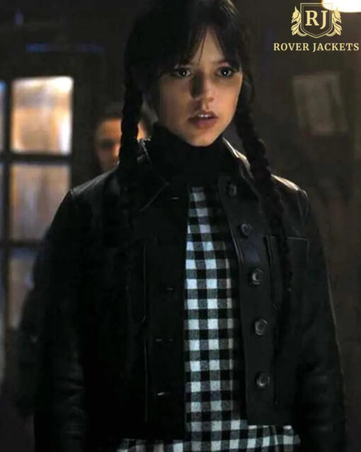 Jenna Ortega Addams Leather Jacket - Image 2