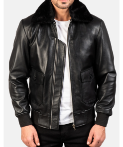 Airin G-1 Black Leather Bomber Jacket