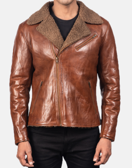 Alberto Brown Leather Shearling Jacket - Image 4