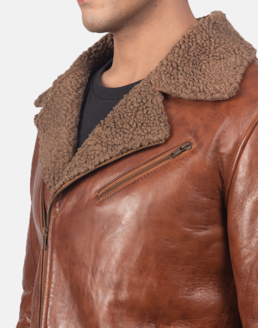 Alberto Brown Leather Shearling Jacket - Image 3