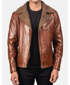Alberto Brown Leather Shearling Jacket