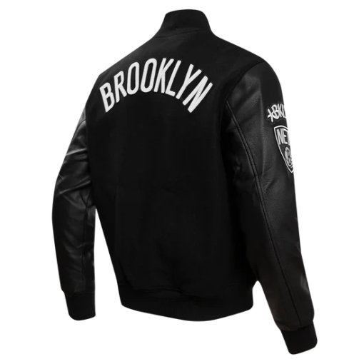 NBA BROOKLYN NETS CLASSIC WOOL MEN'S VARSITY JACKET - Image 3