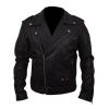 Belted Rider Black Biker Faux Leather Jacket
