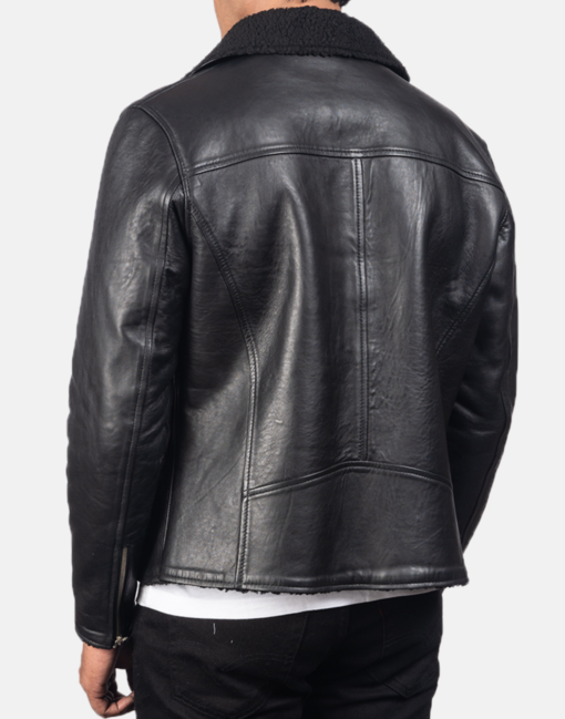 Black Alberto Shearling Leather Jacket - Image 2