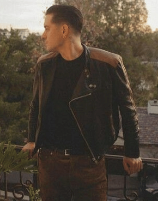 Black & Brown G-Eazy Biker Jacket - Image 3