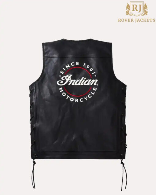 Men's Indian Motorcycle Black Leather Western Vest