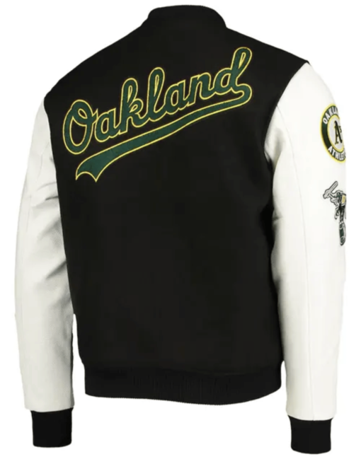 Oakland Athletics Letterman Jacket Black and White - Image 2