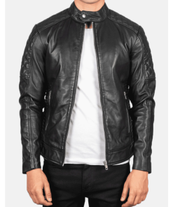 Black Fernando Quilted Biker Leather Jacket