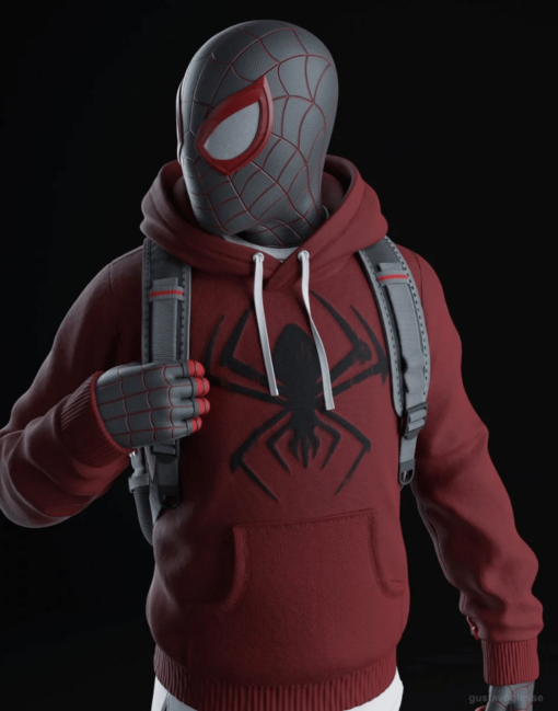 Bodega Cat Spider Miles Morales Red Hoodie - Image 5