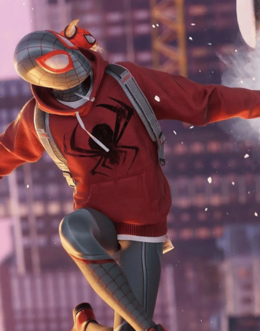 Bodega Cat Spider Miles Morales Red Hoodie - Image 4