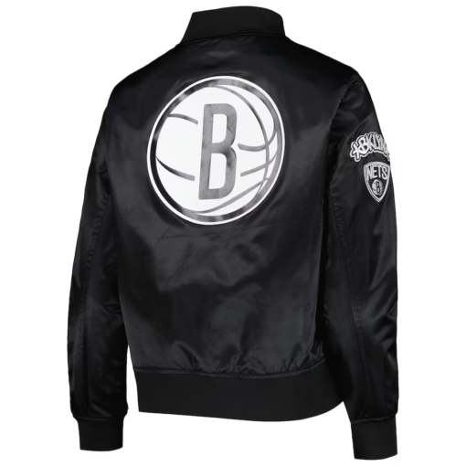 NBA Women's Pro Standard Black Brooklyn Nets Classics Satin Full-Snap Jacket by TJS - Image 2