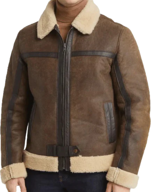 Brown Sheepskin Leather Jacket - Image 3