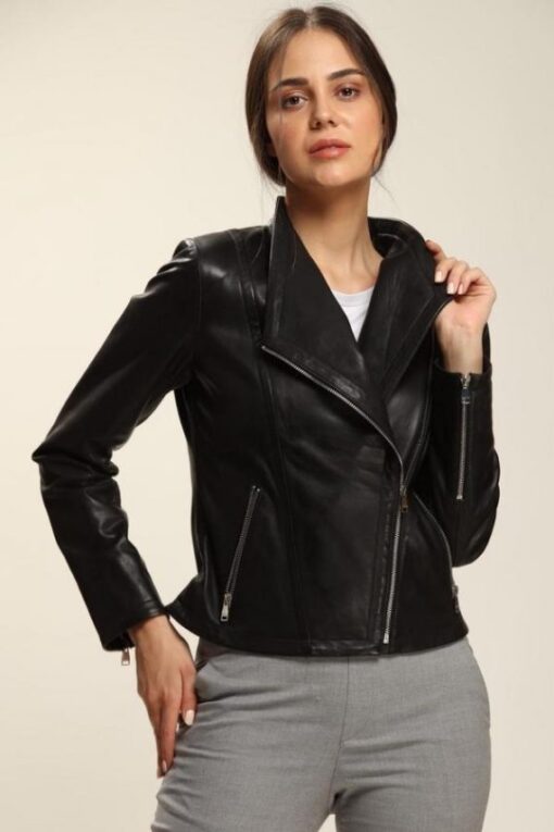 Absolute Black Leather Jacket Women - Image 2