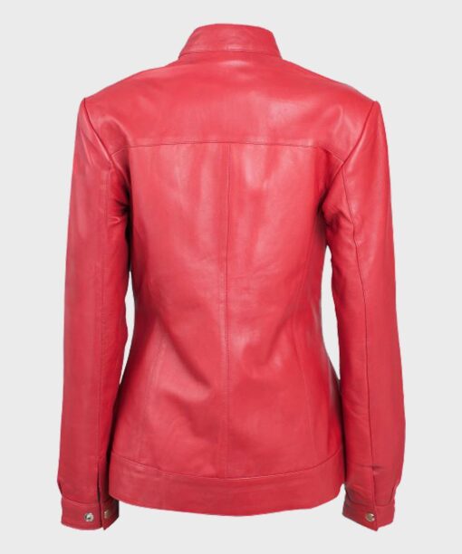Womens Red Leather Jacket - Image 3